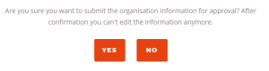 Submit organisation information for approval